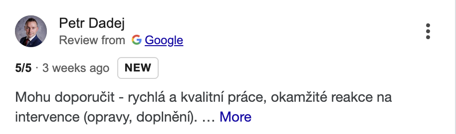 Google recenze — Petr Dadej, 5/5